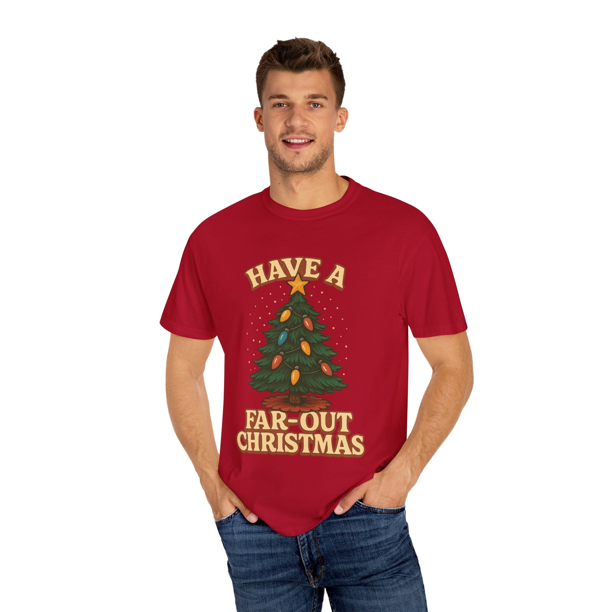 Retro 'Have a Far-Out Christmas' Holiday T-Shirt — Vintage Tree Christmas Tee - Image 40