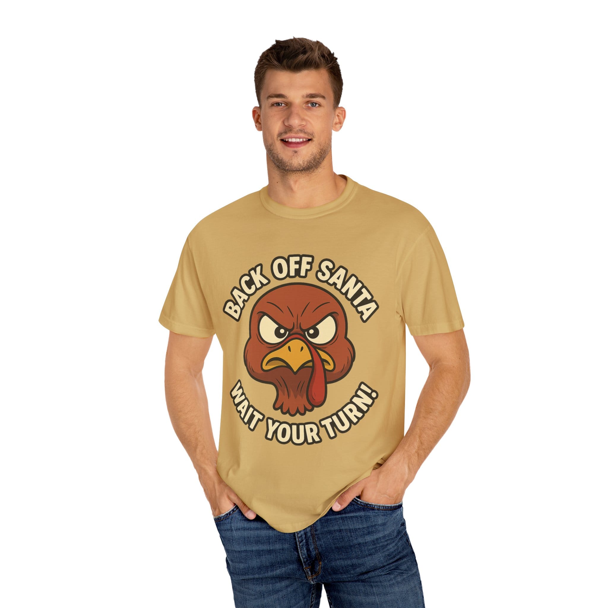 Grumpy Turkey Christmas T‑Shirt — “Back Off Santa, Wait Your Turn!” Holiday Tee - Image 8