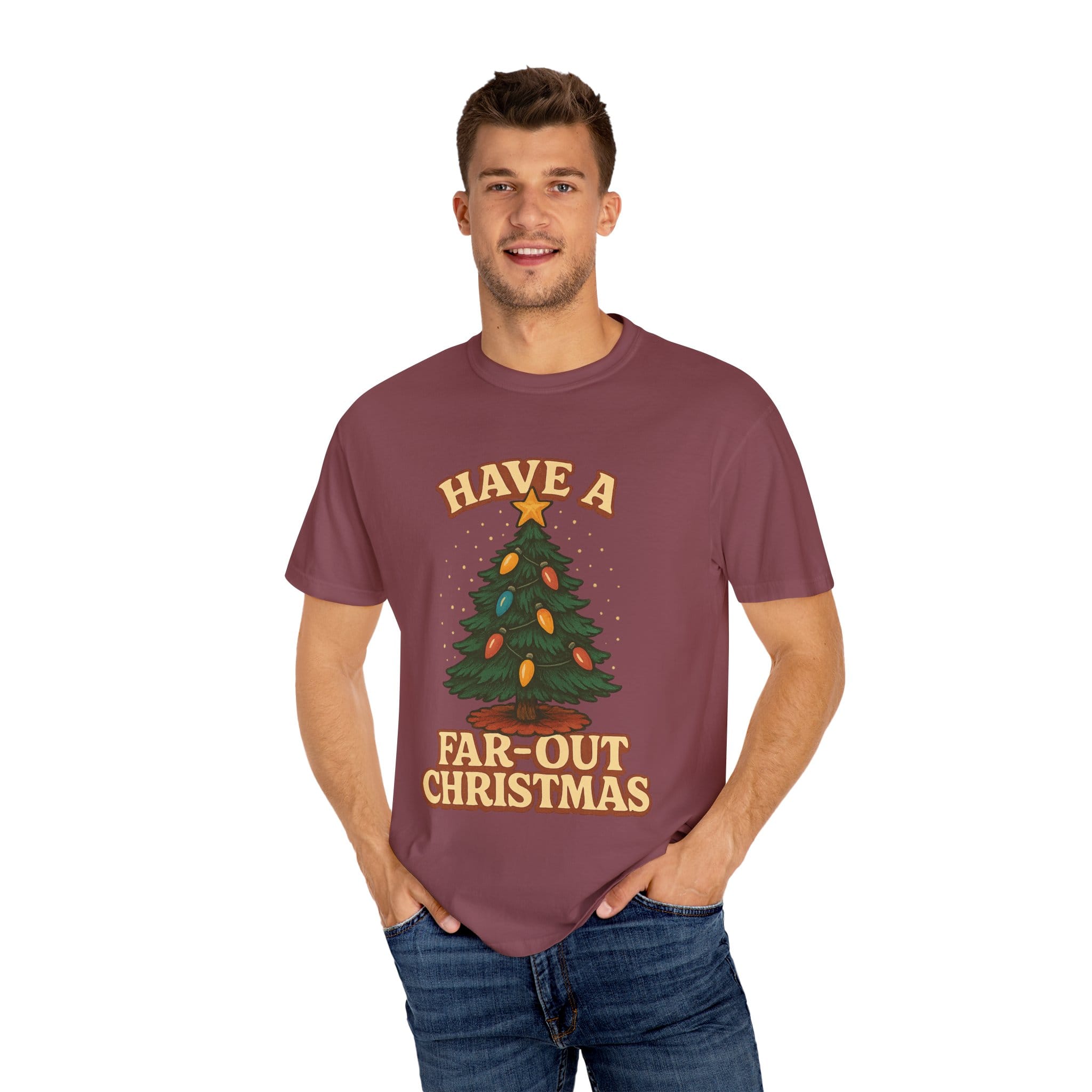 Retro 'Have a Far-Out Christmas' Holiday T-Shirt — Vintage Tree Christmas Tee - Image 32
