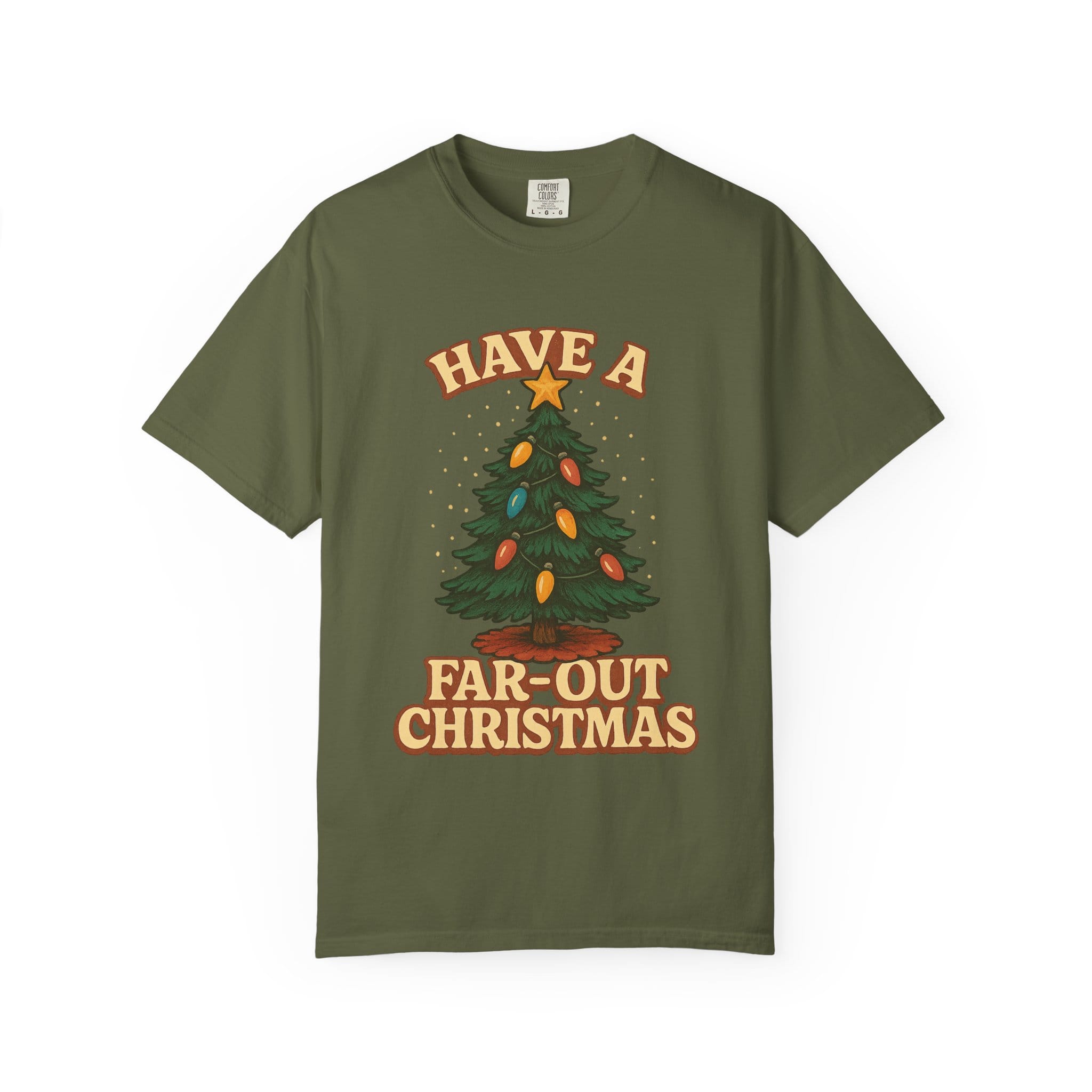 Retro 'Have a Far-Out Christmas' Holiday T-Shirt — Vintage Tree Christmas Tee - Image 9