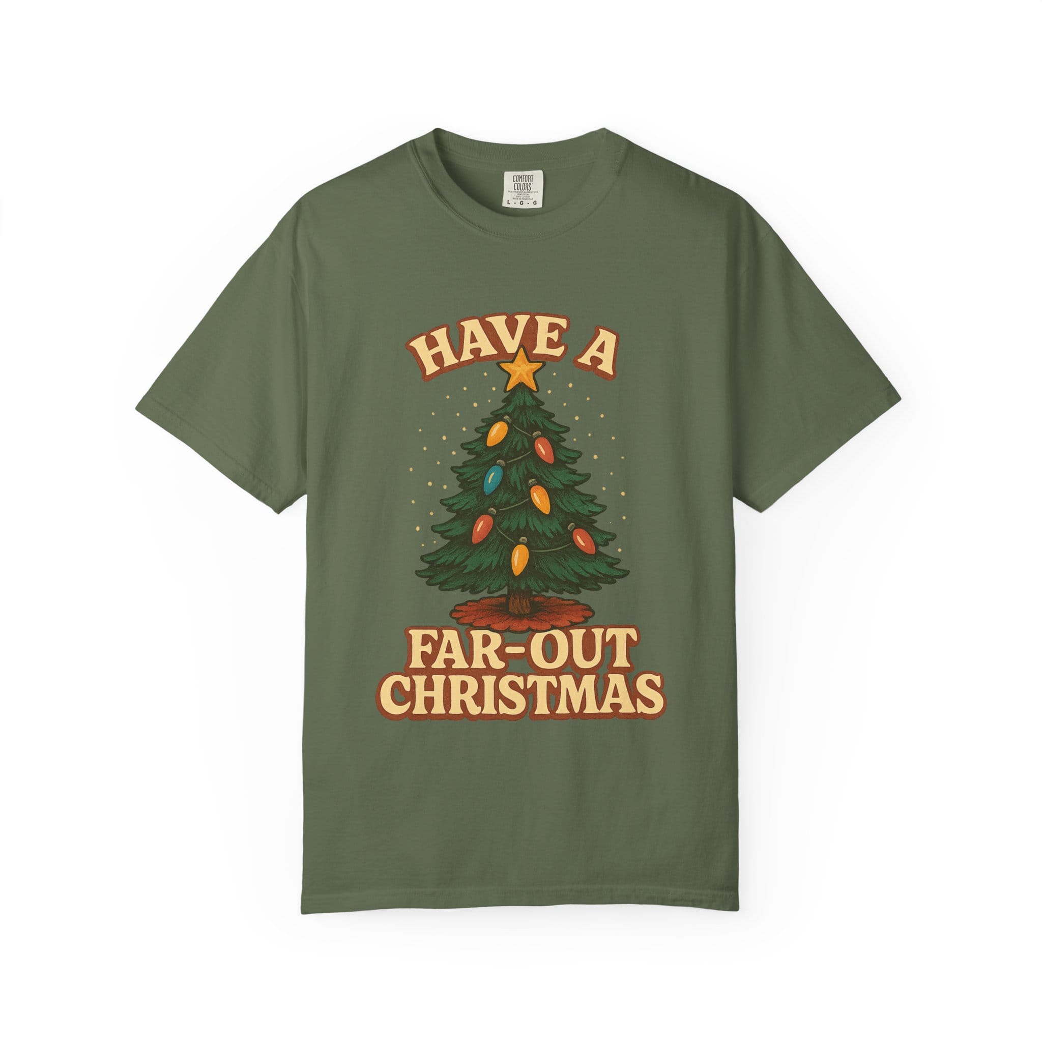 Retro 'Have a Far-Out Christmas' Holiday T-Shirt — Vintage Tree Christmas Tee - Image 5