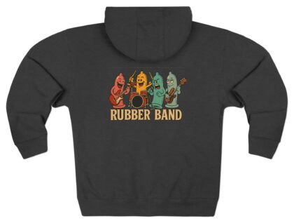 Rubber Band Cartoon Zip Hoodie — Retro Halloween Instrument Band Graphic