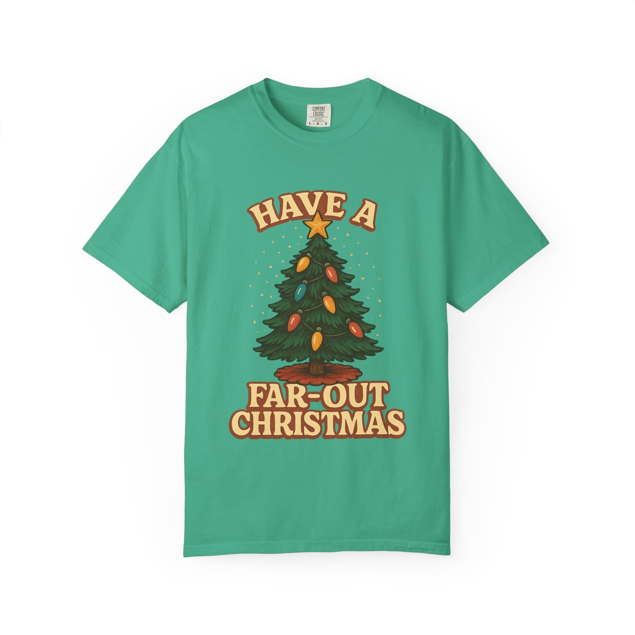 Retro 'Have a Far-Out Christmas' Holiday T-Shirt — Vintage Tree Christmas Tee - Image 13