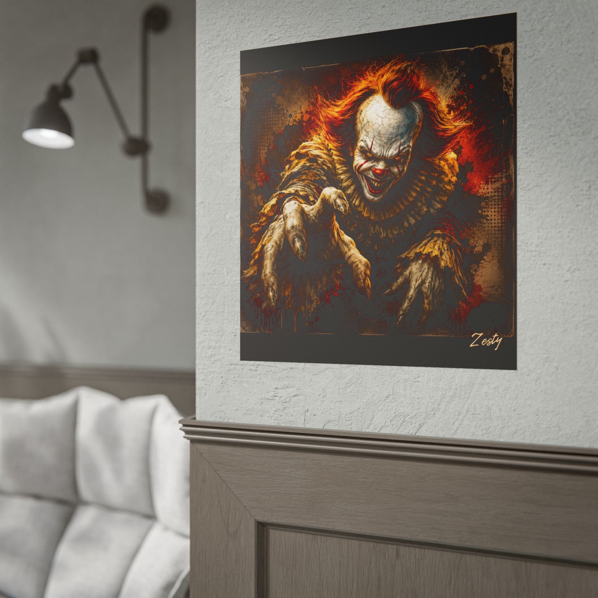 THE GRINNING HUNGER — Dark Horror Clown Art - Image 2