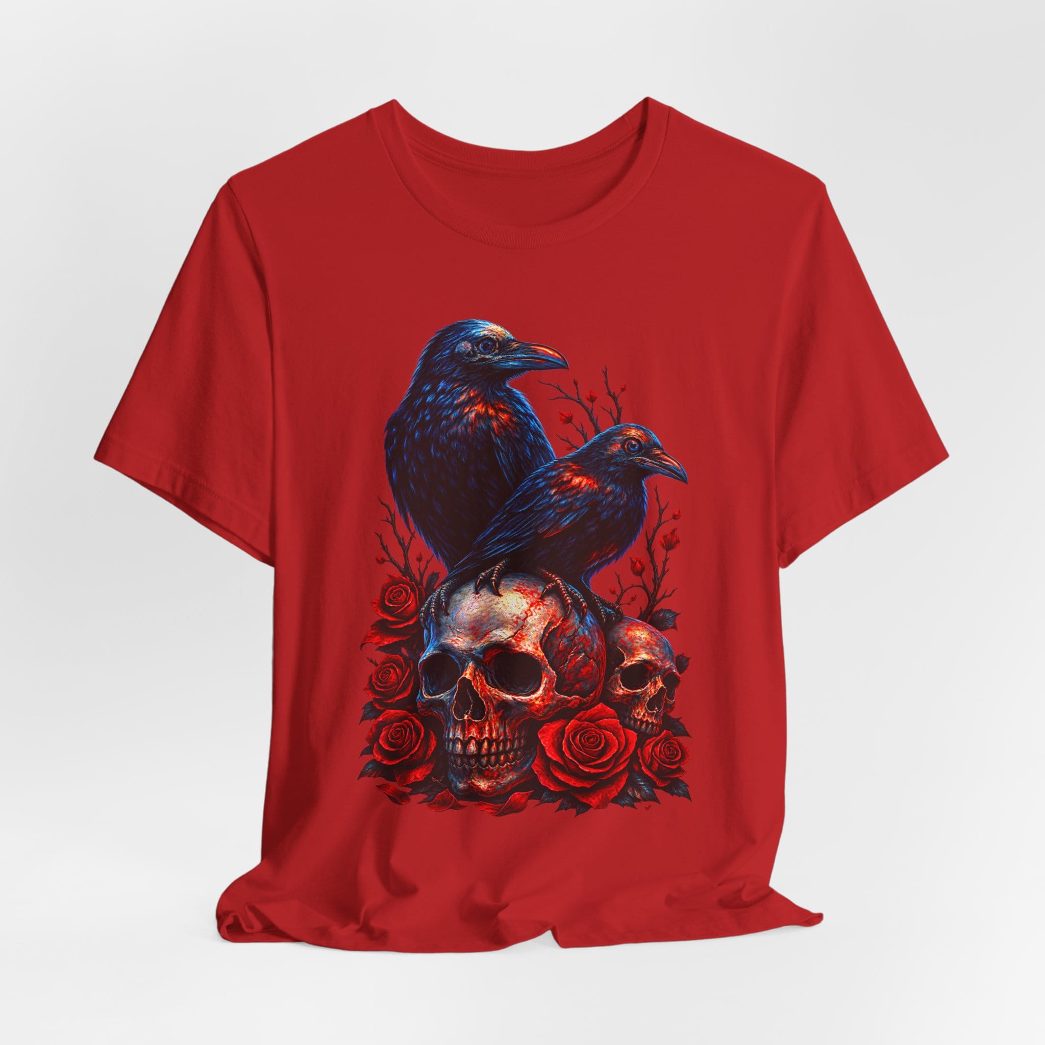 Gothic Raven & Skull Tee — Dark Crow Skull Roses Graphic T‑Shirt - Image 6