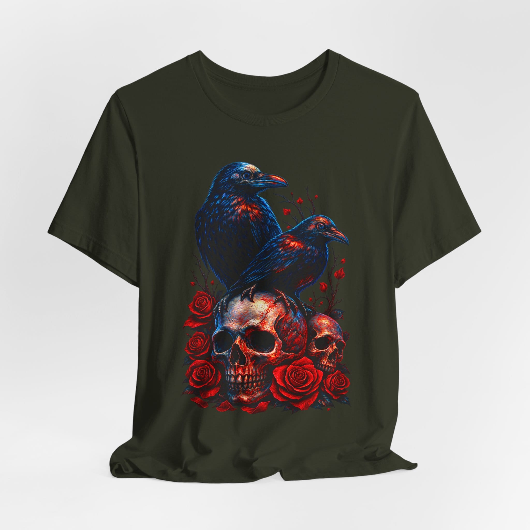 Gothic Raven & Skull Tee — Dark Crow Skull Roses Graphic T‑Shirt - Image 4