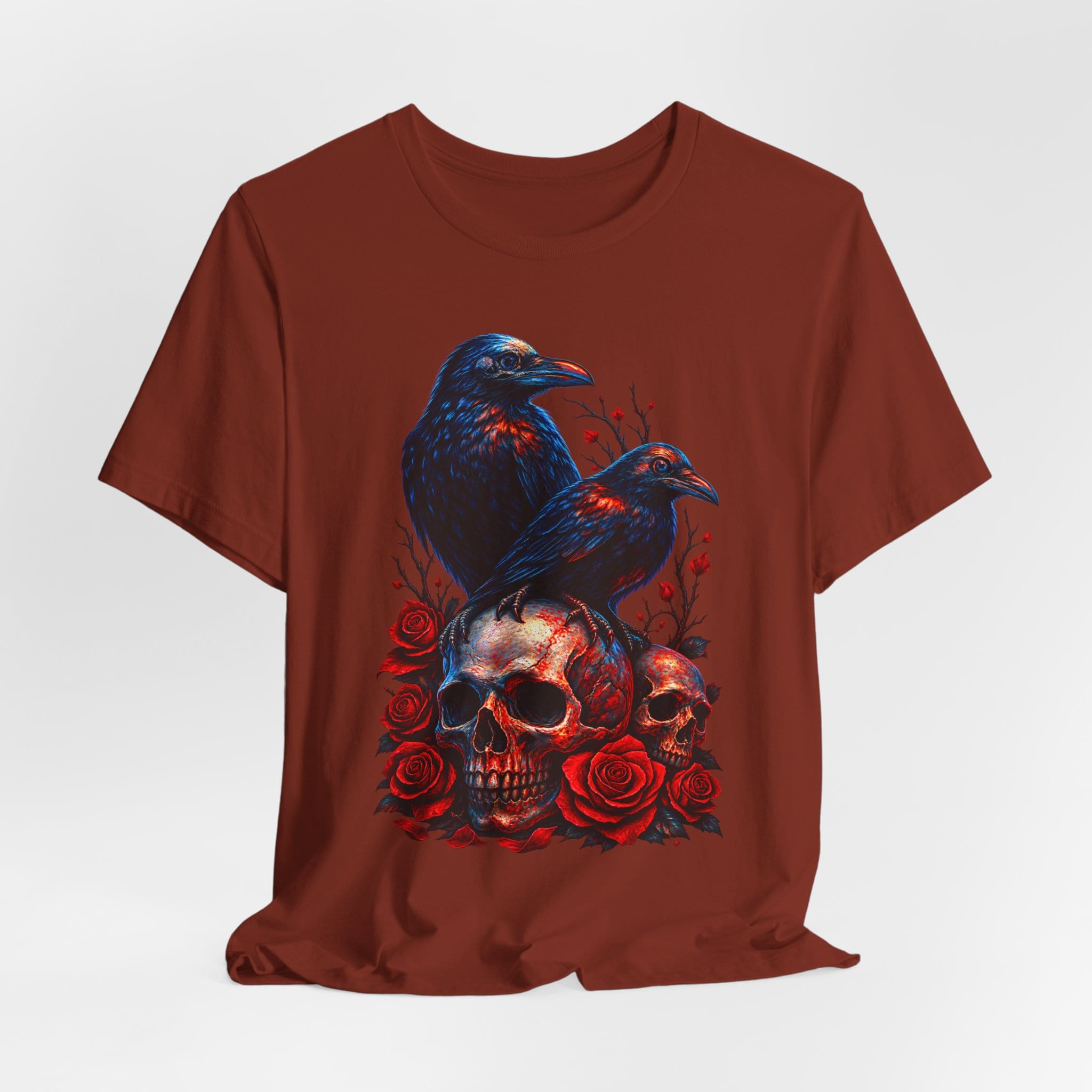 Gothic Raven & Skull Tee — Dark Crow Skull Roses Graphic T‑Shirt - Image 2