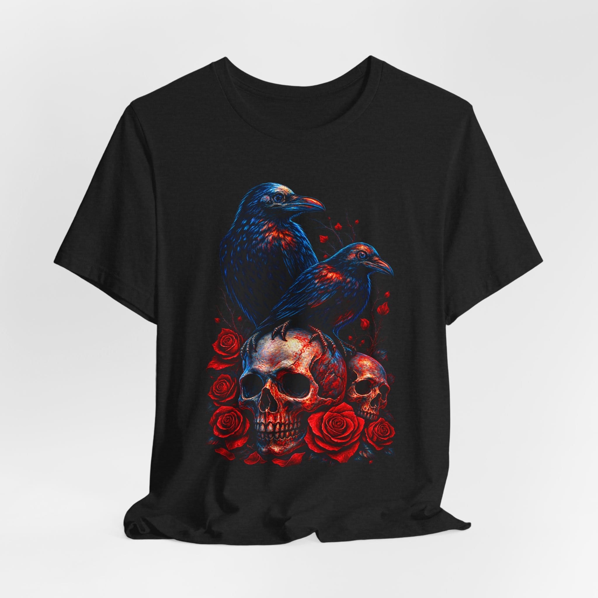 Gothic Raven & Skull Tee — Dark Crow Skull Roses Graphic T‑Shirt - Image 3