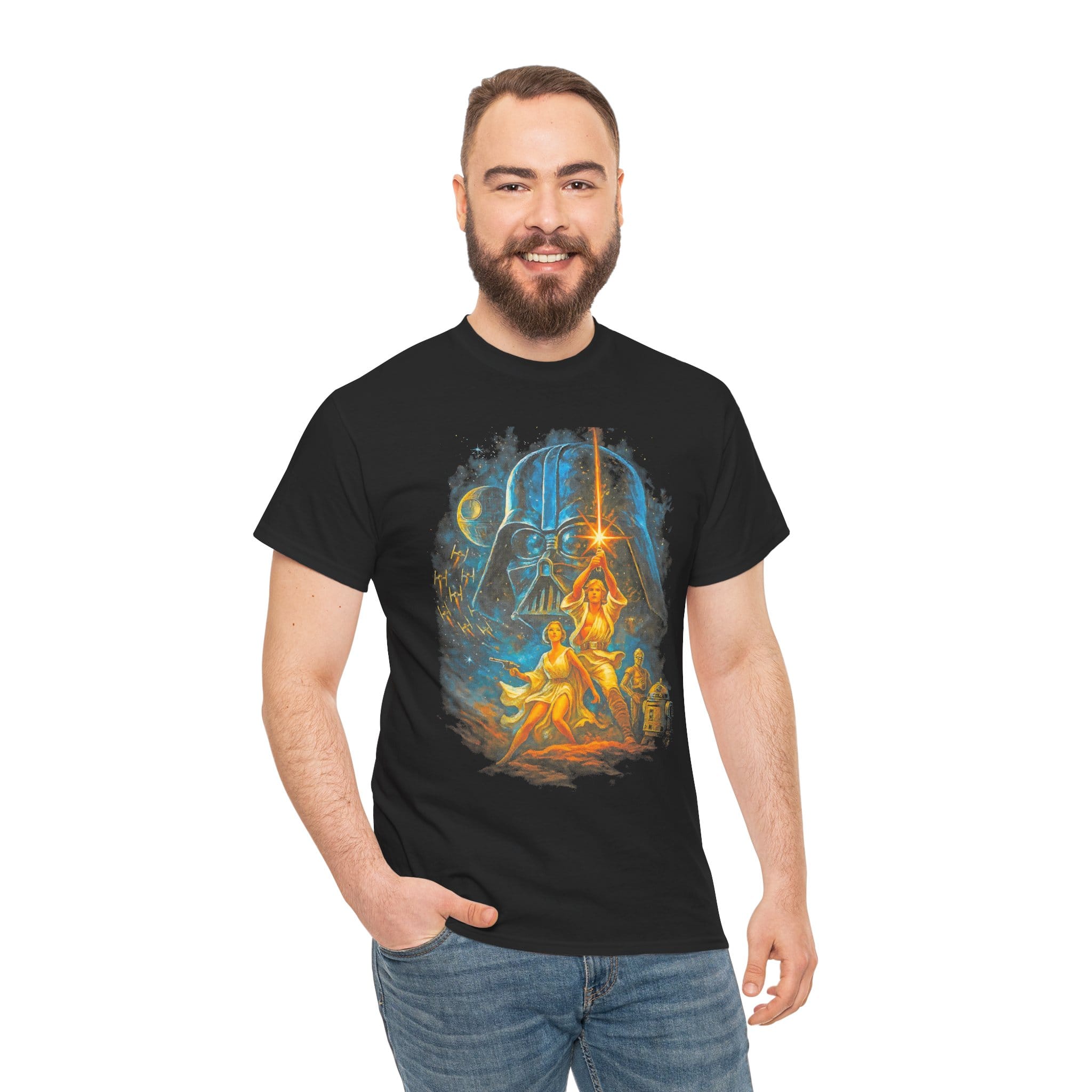 Star Wars Scene T‑Shirt — Vintage Luke & Lightsaber Adventure Tee - Image 4