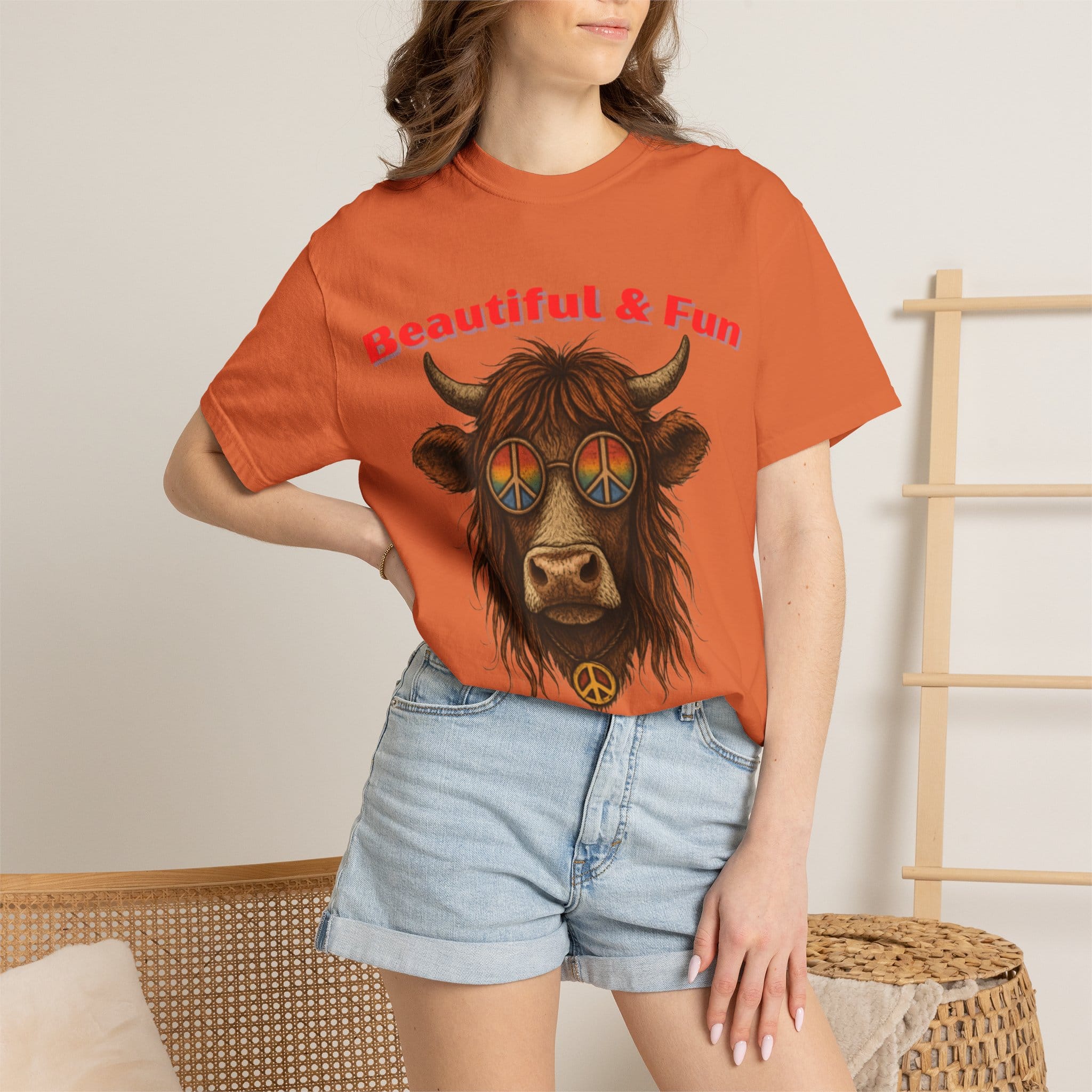 Beautiful & Fun America Cow T-Shirt - Image 4