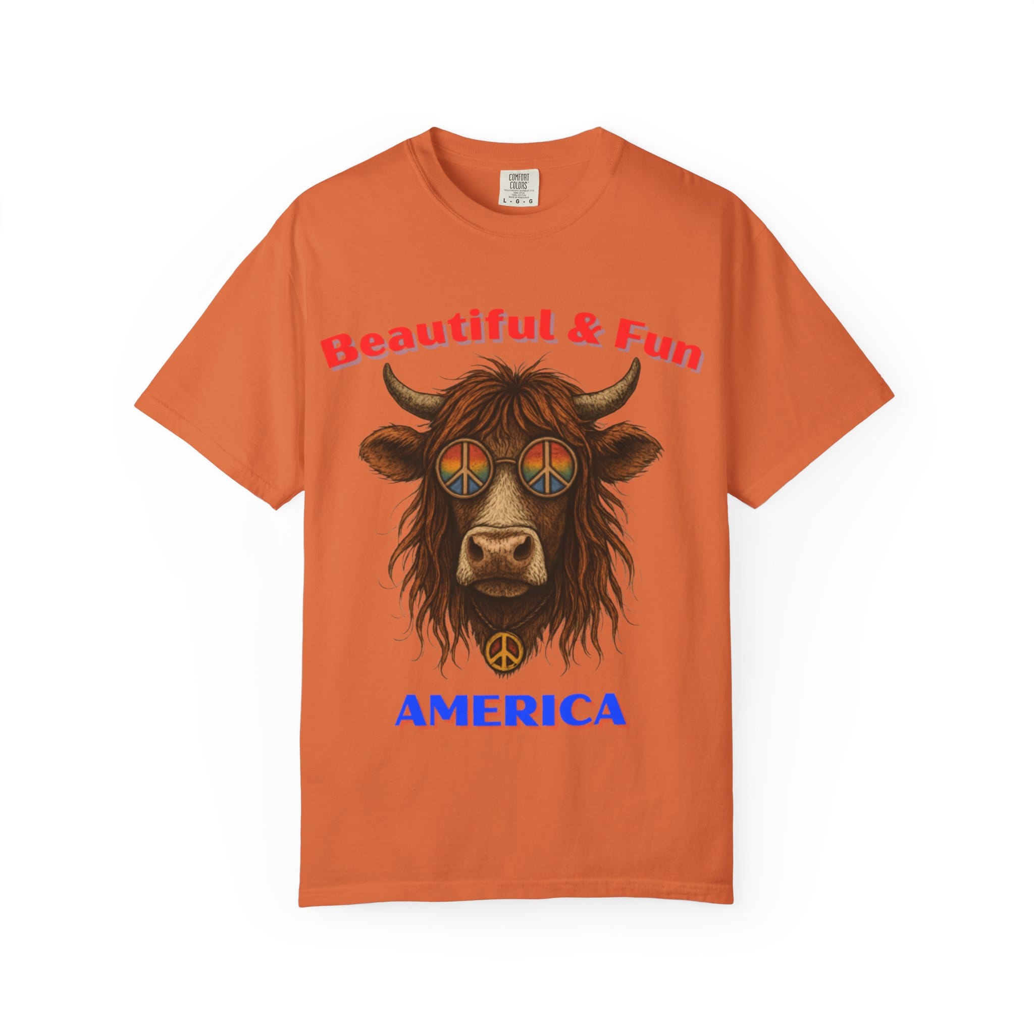 Beautiful & Fun America Cow T-Shirt - Image 3