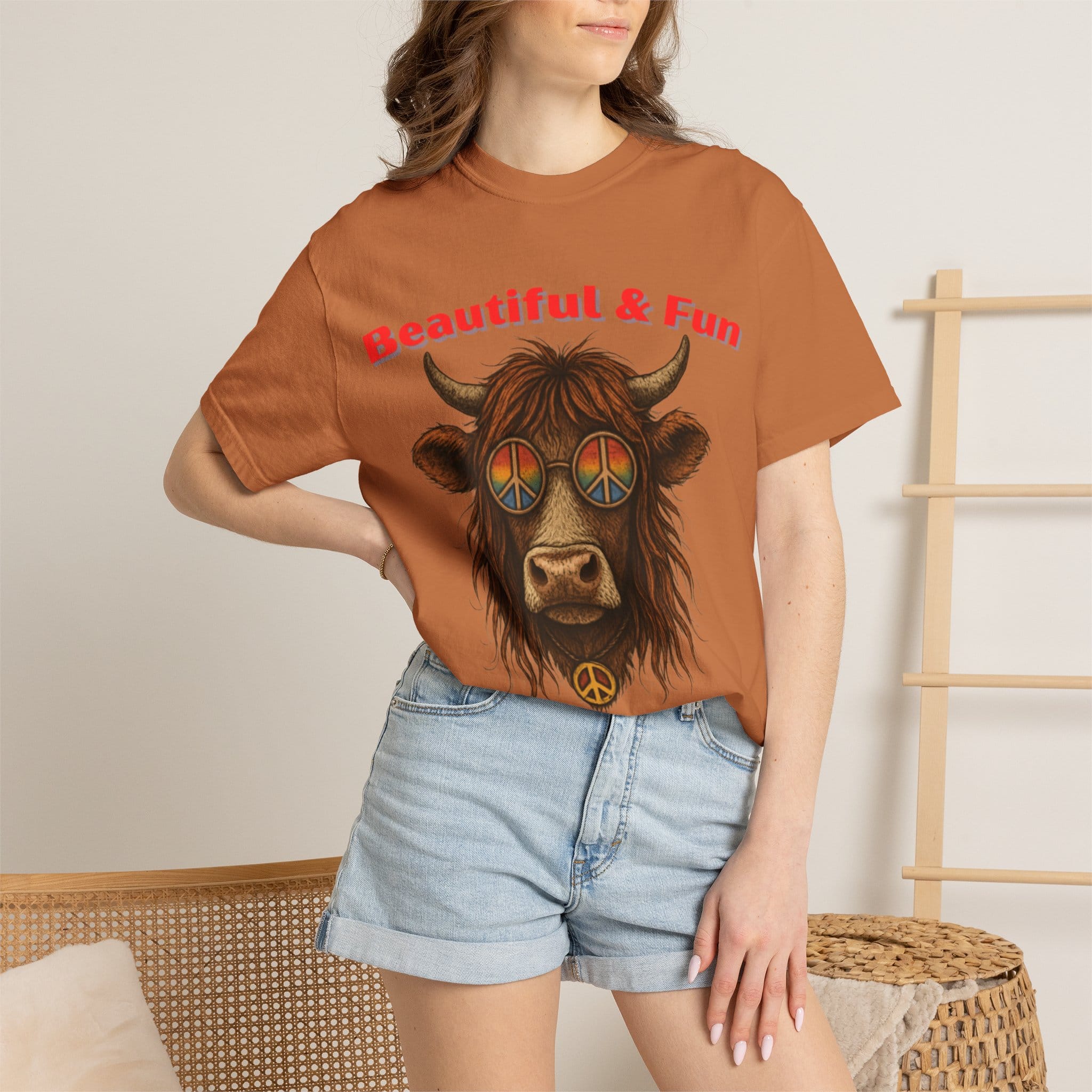 Beautiful & Fun America Cow T-Shirt - Image 6