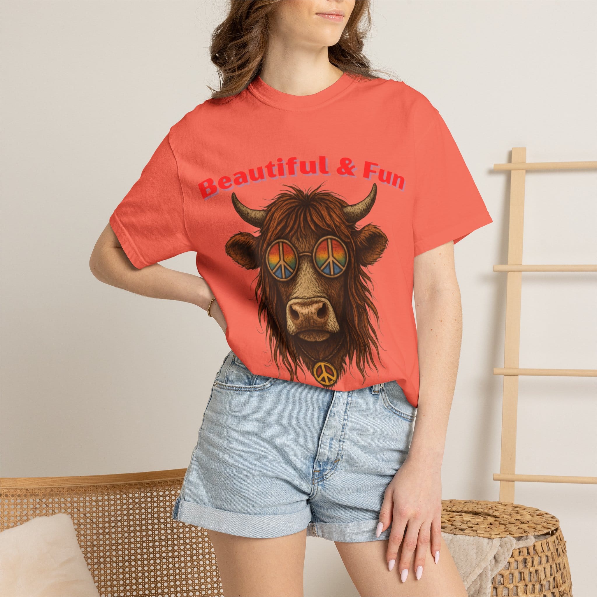 Beautiful & Fun America Cow T-Shirt - Image 2