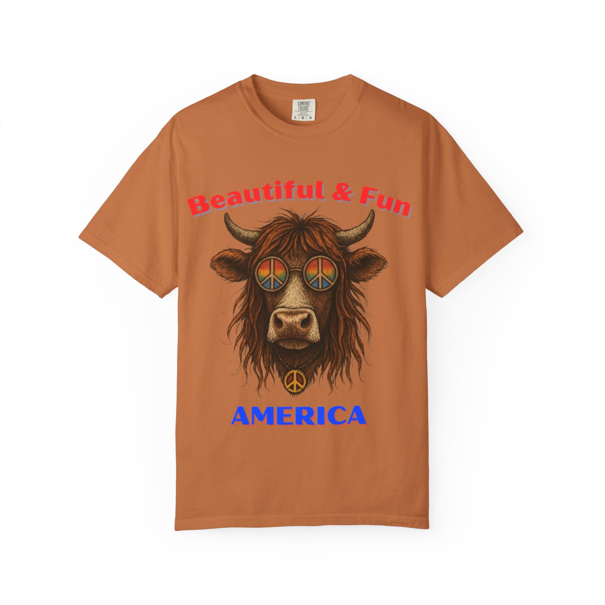 Beautiful & Fun America Cow T-Shirt - Image 5